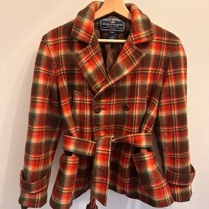 Ralph Lauren Vintage Women's Plaid Pea Coat - Red, Green, and Brown